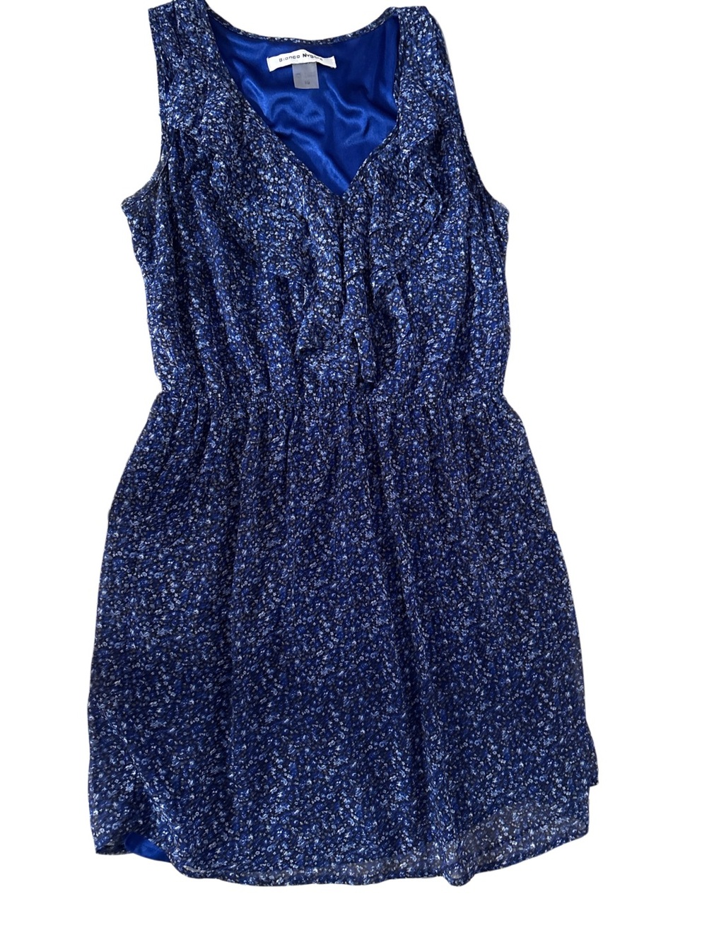 Navy Floral Ruffle-Front Mini Dress